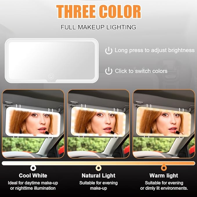 Omoda LED Illuminated Sun Visor Vanity Mirror | USB Rechargeable Makeup Mirror