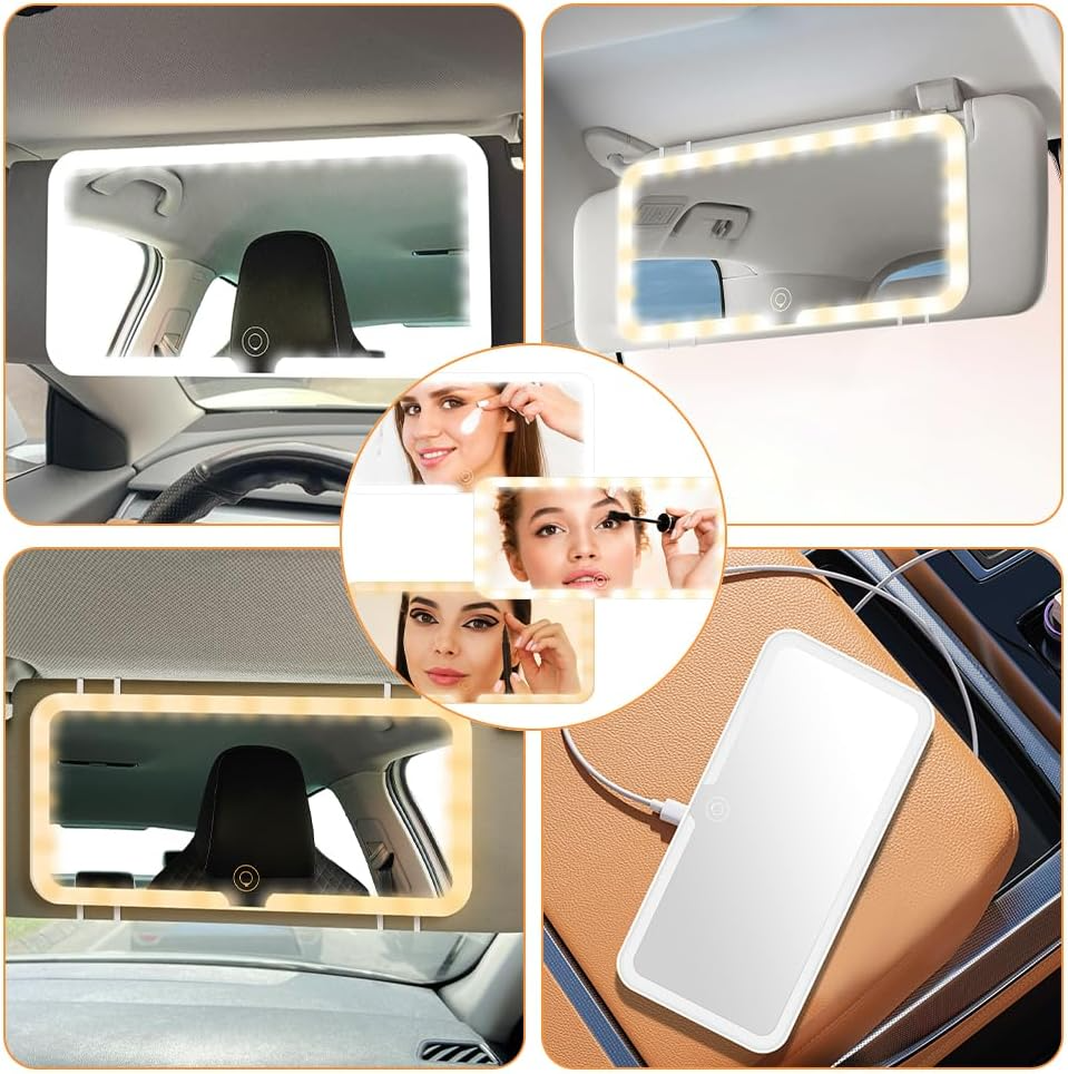 Omoda LED Illuminated Sun Visor Vanity Mirror | USB Rechargeable Makeup Mirror