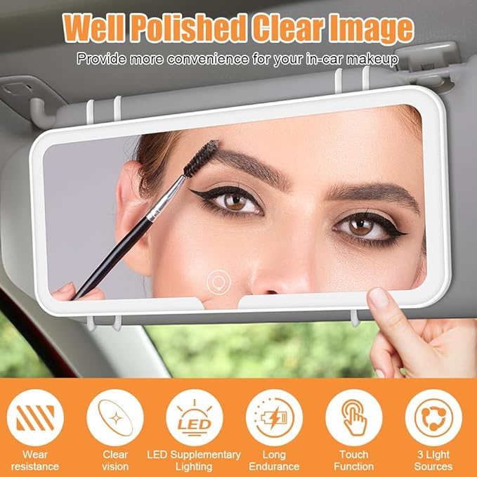 Omoda LED Illuminated Sun Visor Vanity Mirror | USB Rechargeable Makeup Mirror