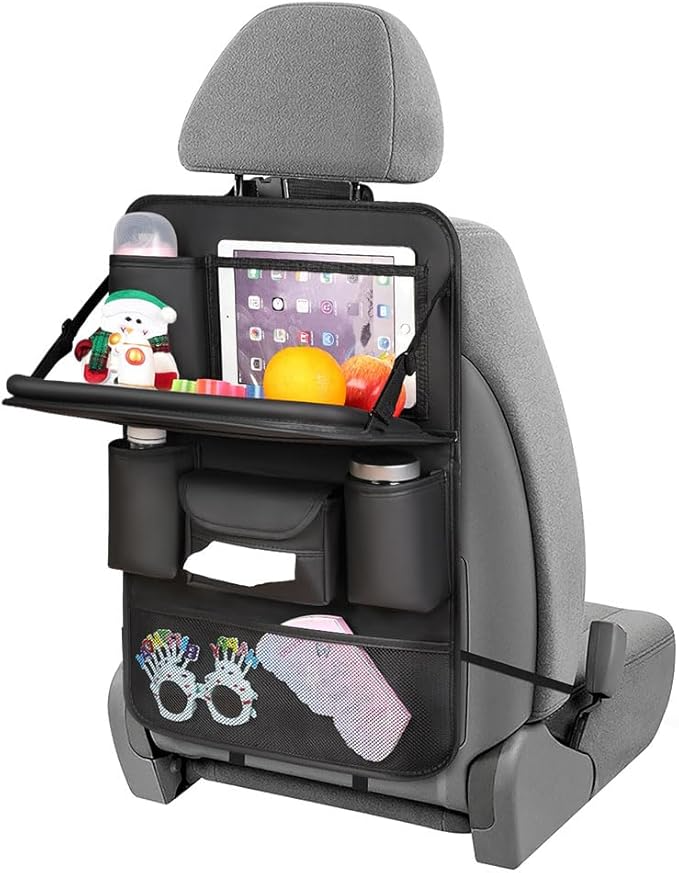 Omoda Car Seat Back Organiser with Foldable Tray Table | Rear Seat Storage