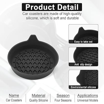 Car Cup Holder Coasters – Non-Slip Insert Mats