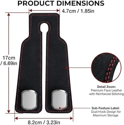 Car Headrest Hooks – Seat Back Bag Holders (4 Pack, Universal Fit)