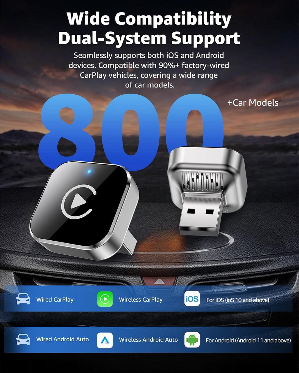 Wireless CarPlay Adapter – Convert Wired to Wireless CarPlay & Android Auto