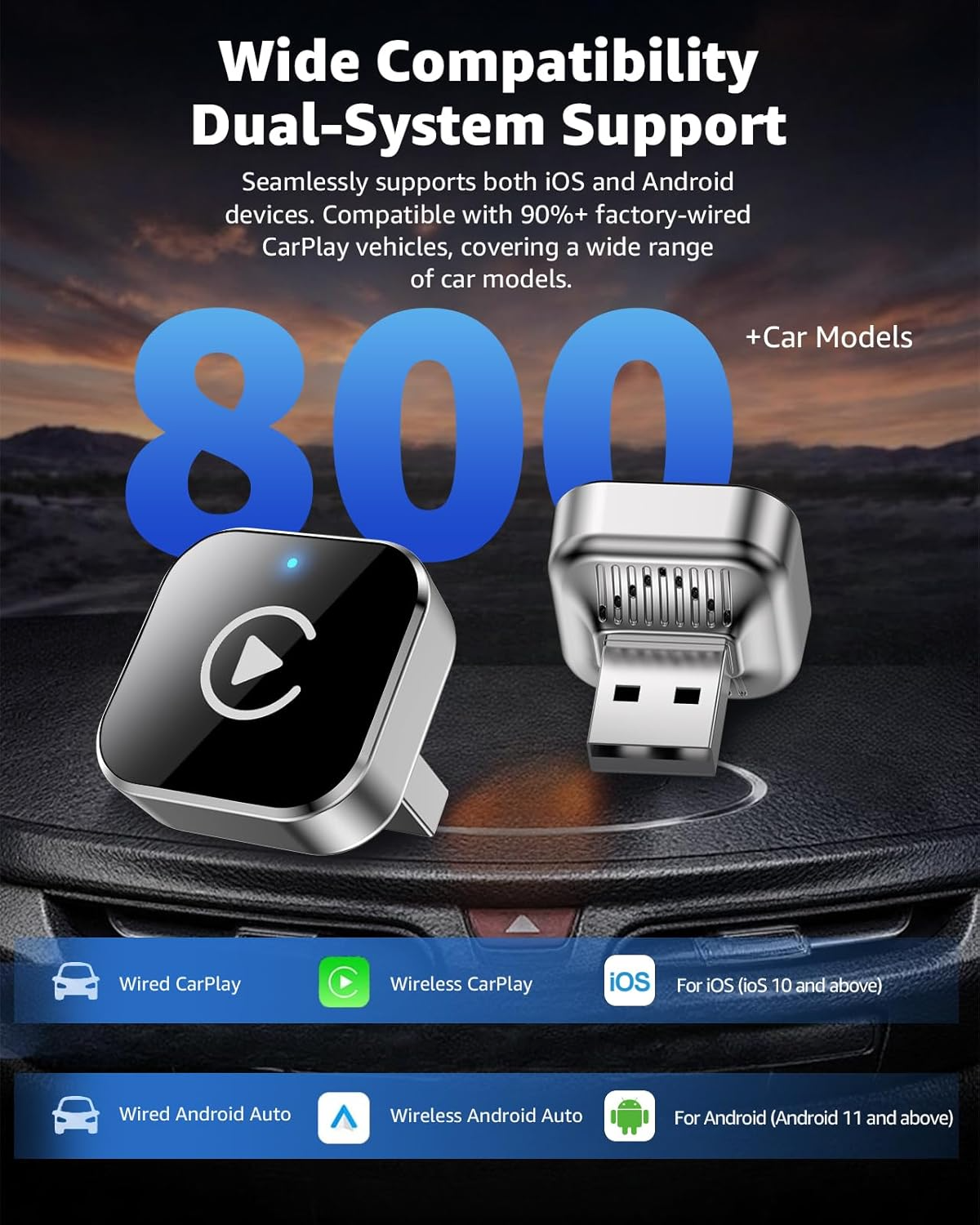 Wireless CarPlay Adapter – Convert Wired to Wireless CarPlay & Android Auto