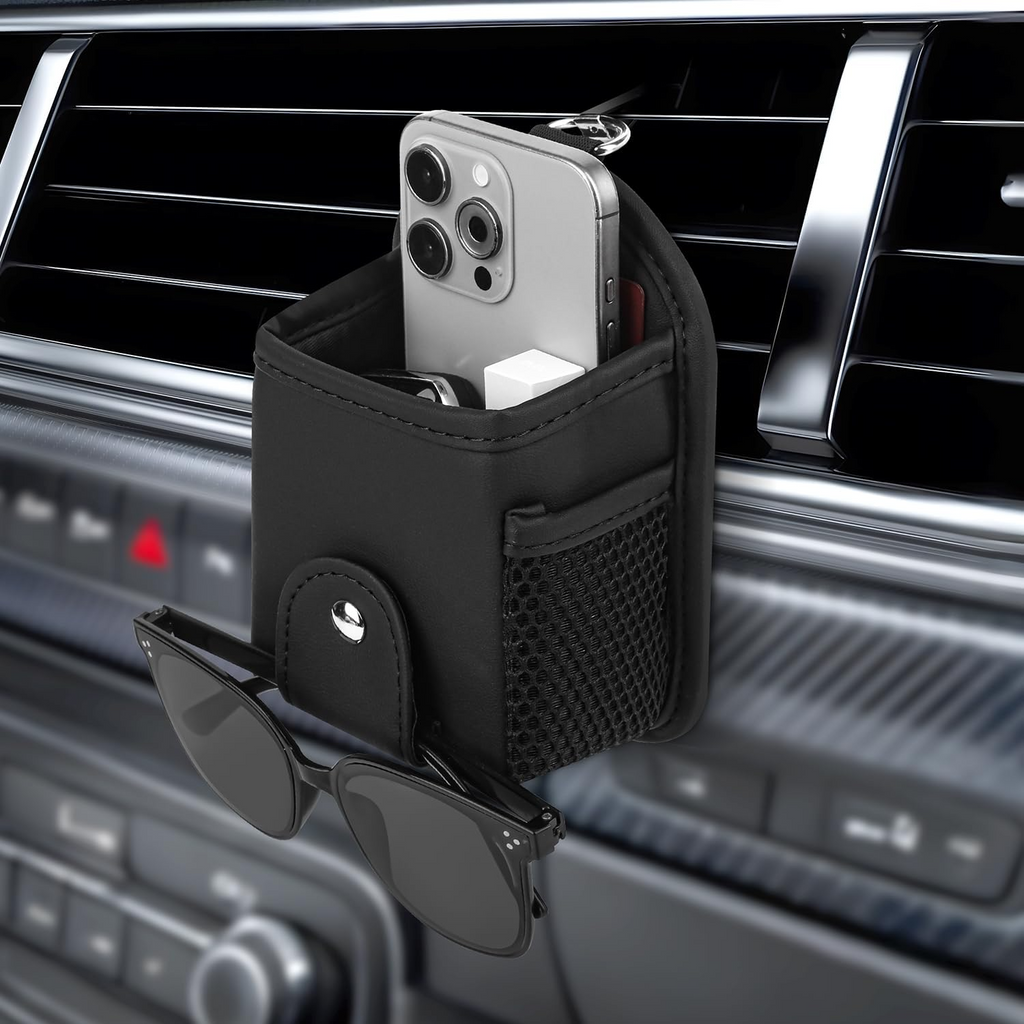 Omoda Car Air Vent Storage Pocket Organiser | PU Leather Phone & Accessory Holder