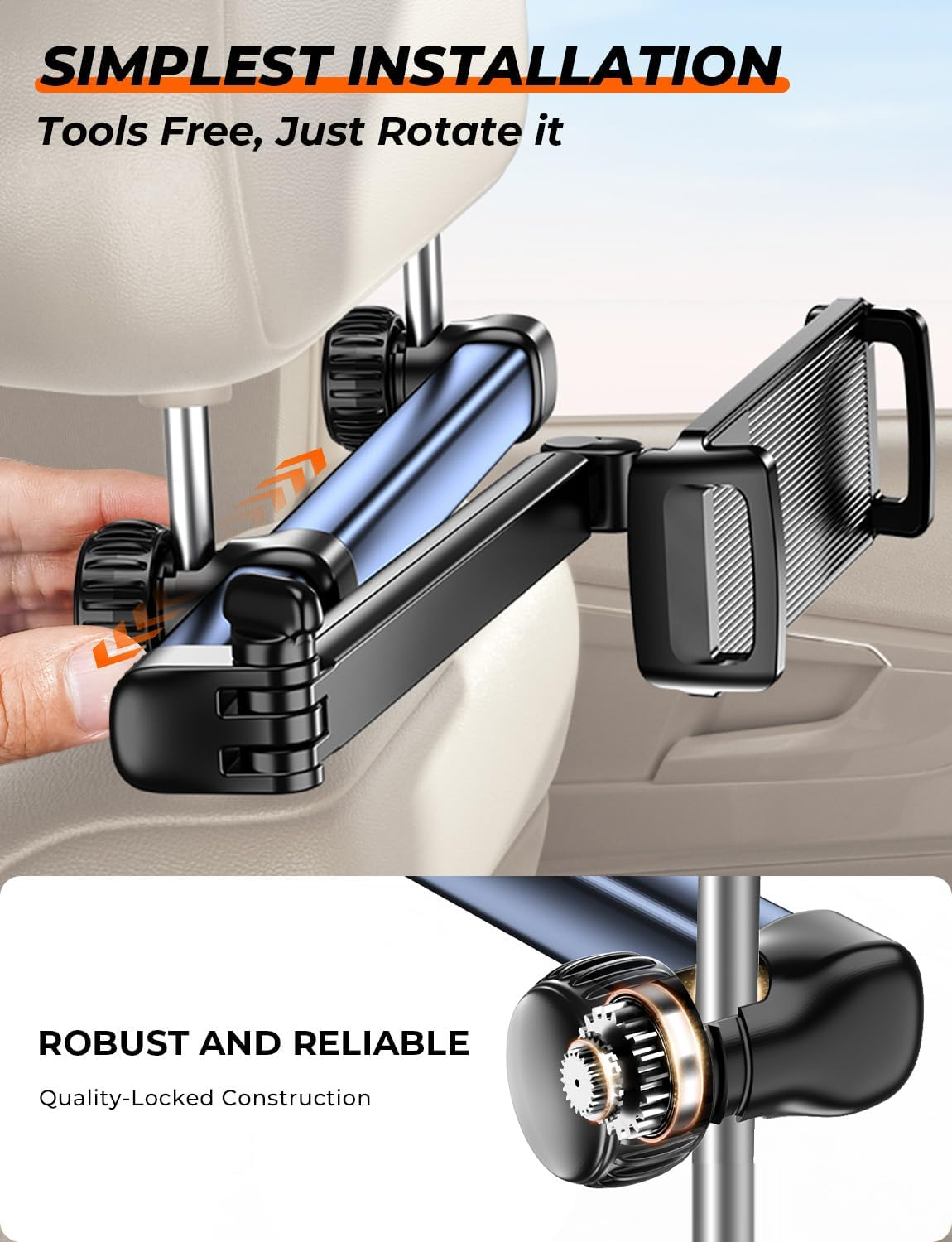Car Headrest Tablet Holder – Adjustable Mount for iPad & Phones