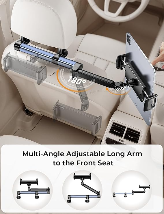 Car Headrest Tablet Holder – Adjustable Mount for iPad & Phones