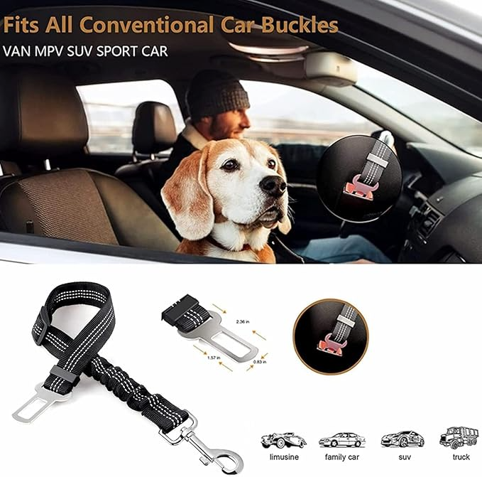 Dog Seat Belt for Car – Adjustable Pet Safety Restraint Strap