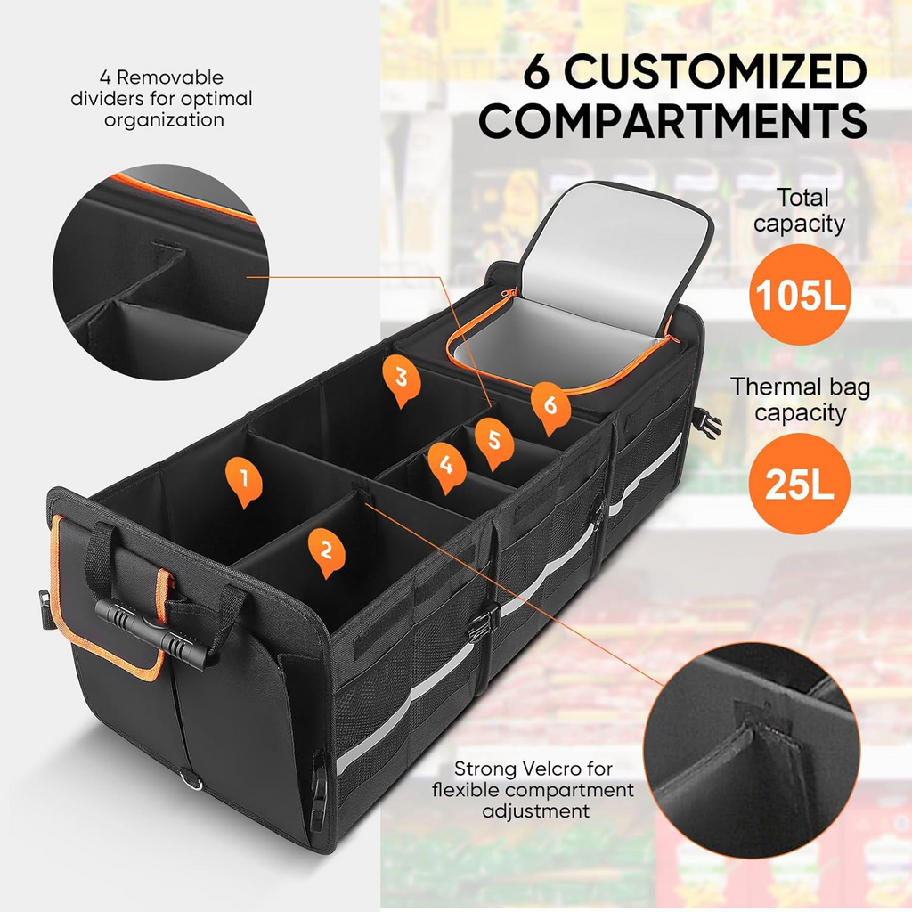 Omoda 115L Car Boot Organiser | Foldable Storage Box with Cooler Bag
