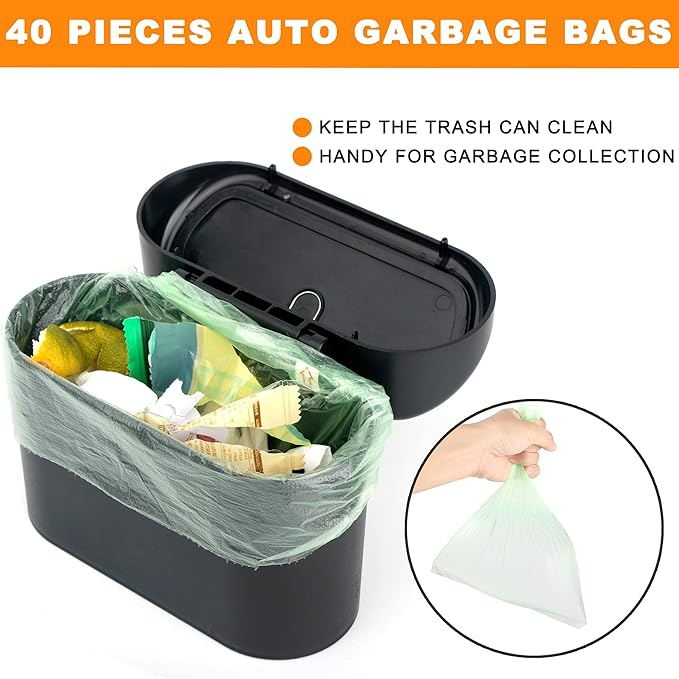 Car Bin with Lid – Mini Car Trash Can with Bags (Compact & Leakproof)