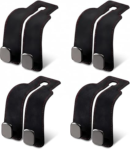 Car Headrest Hooks – Seat Back Bag Holders (4 Pack, Universal Fit)
