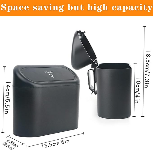 Car Bin with Lid – Mini Car Trash Can with Bags (Compact & Leakproof)