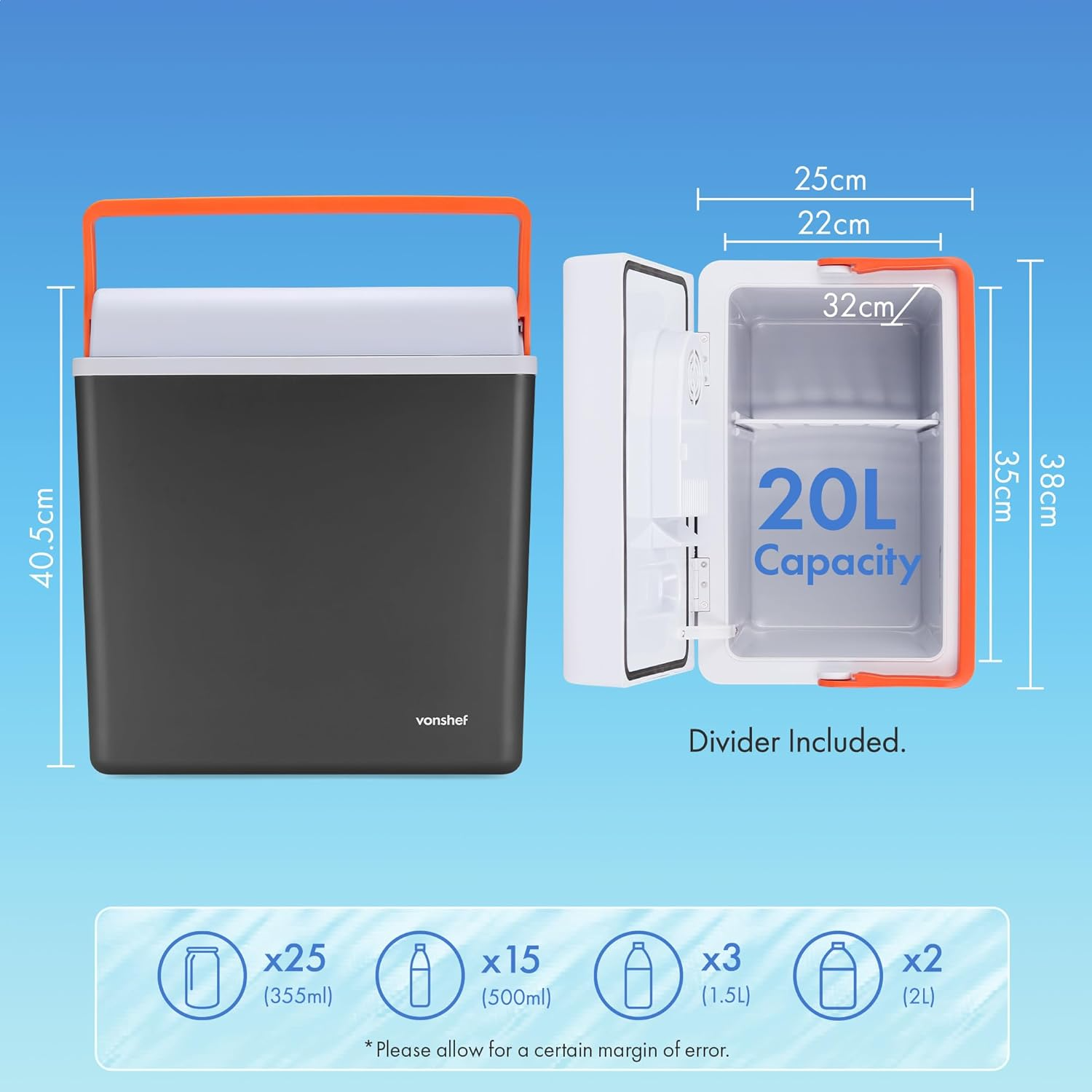 Electric Cool Box for Car – 20L Portable Car Fridge & Warmer (12V/UK Plug)