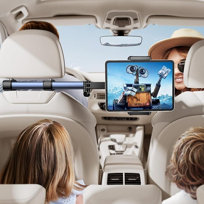 Car Headrest Tablet Holder – Adjustable Mount for iPad & Phones