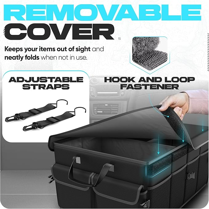 Car Boot Organiser – Foldable Storage Box with Compartments & Lid
