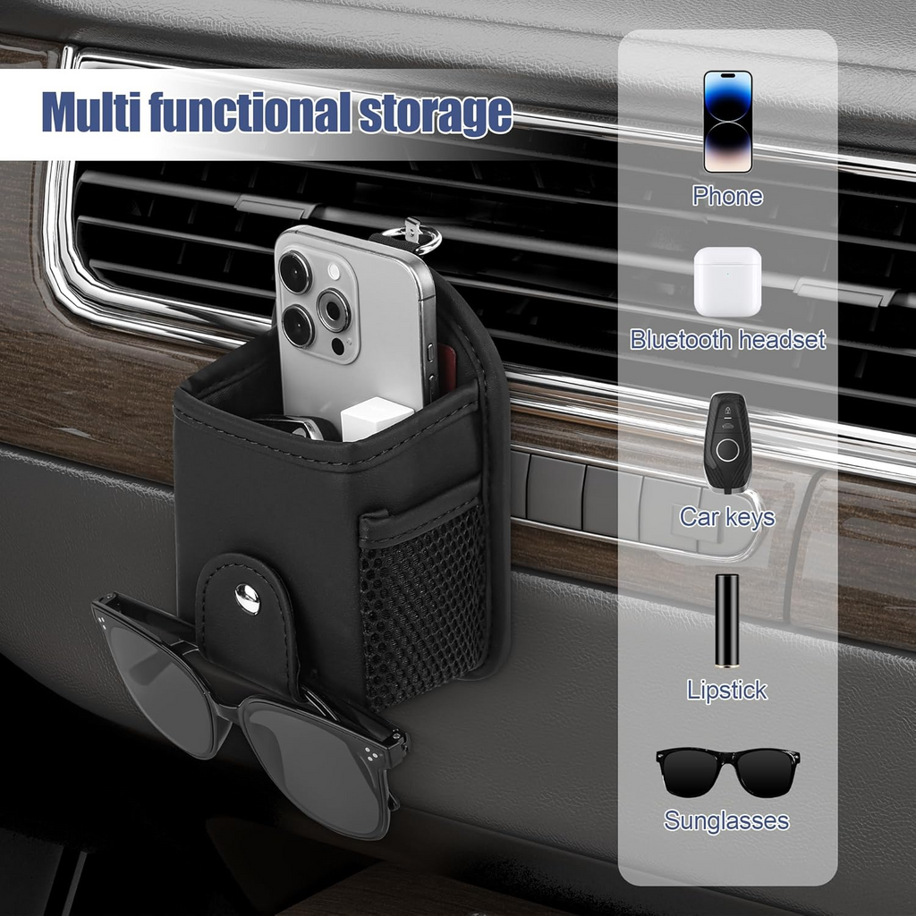 Omoda Car Air Vent Storage Pocket Organiser | PU Leather Phone & Accessory Holder