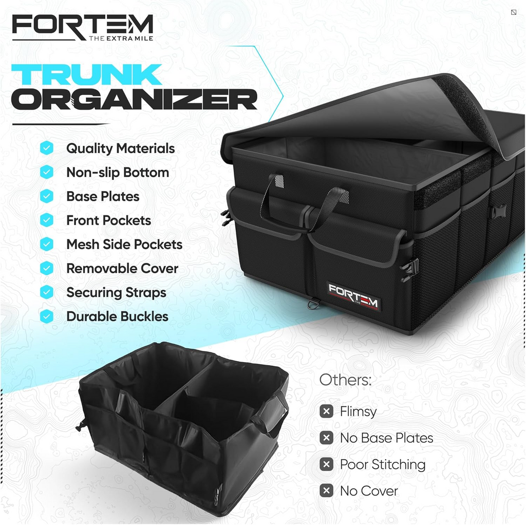 Car Boot Organiser – Foldable Storage Box with Compartments & Lid