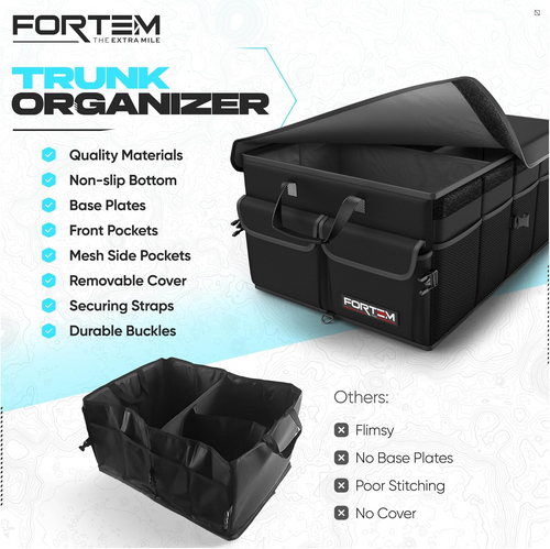 Car Boot Organiser – Foldable Storage Box with Compartments & Lid