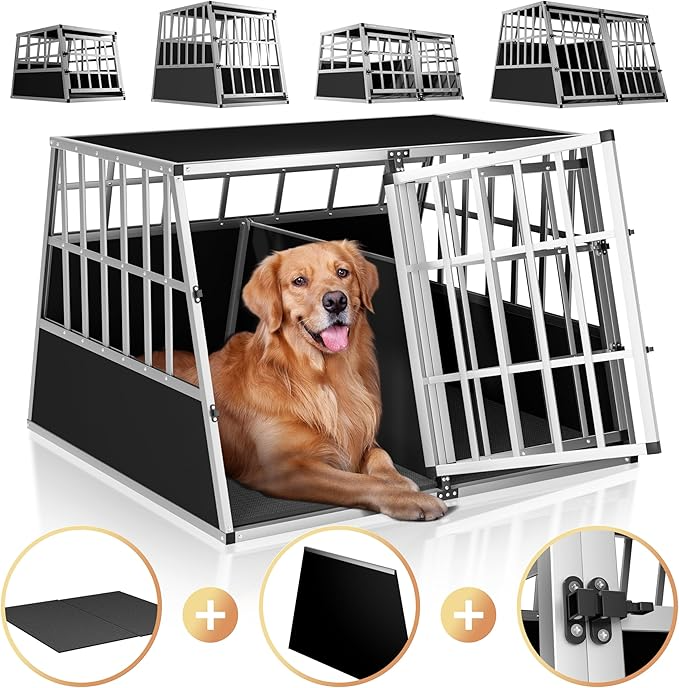 Dog Car Crate – Lockable Aluminium Travel Cage for Boot