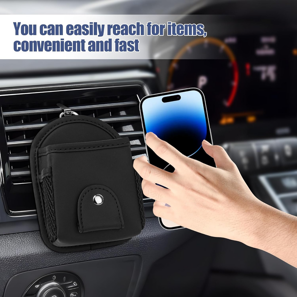Omoda Car Air Vent Storage Pocket Organiser | PU Leather Phone & Accessory Holder