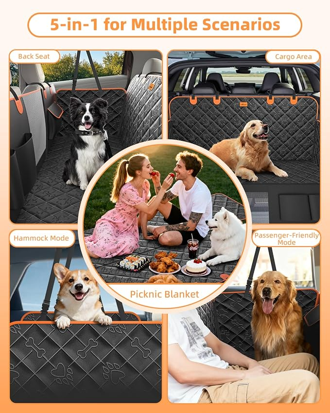 Omoda Dog Car Seat Cover | Waterproof & Scratch-Resistant Rear Seat Hammock