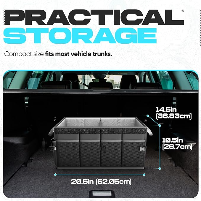 Car Boot Organiser – Foldable Storage Box with Compartments & Lid