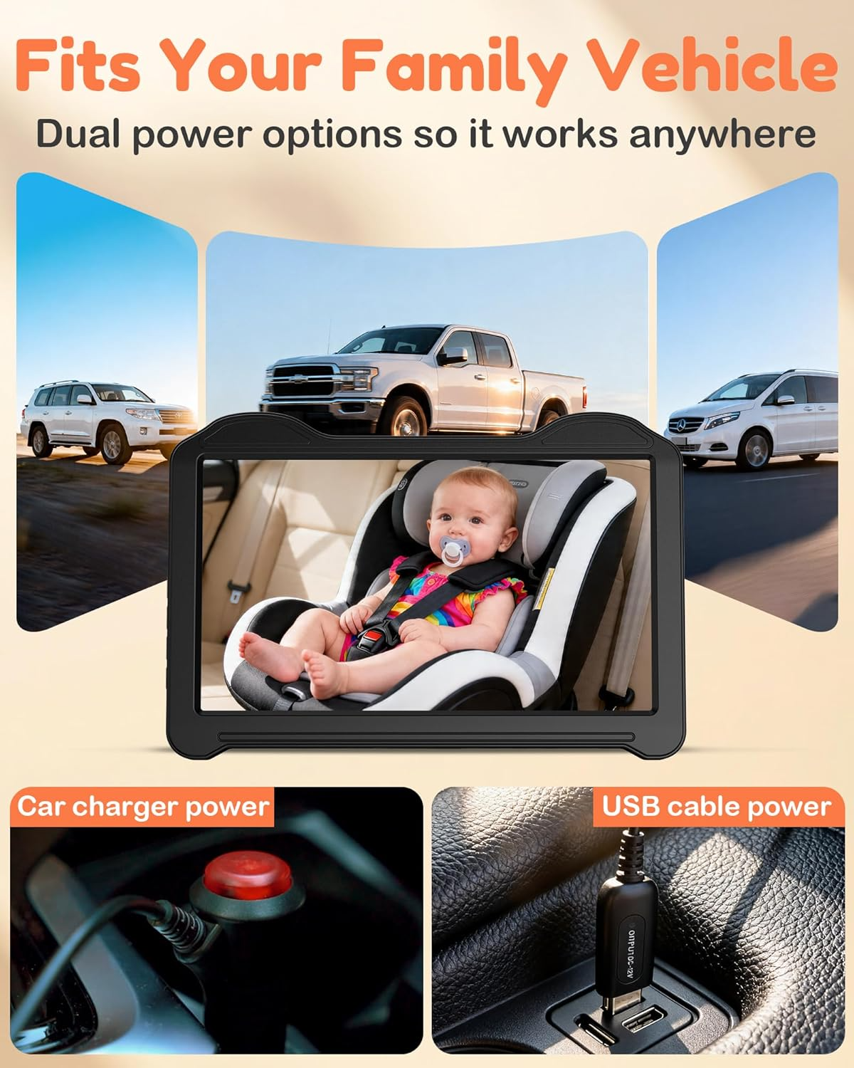 Omoda HD Baby Car Camera Monitor | 7" Display with Night Vision