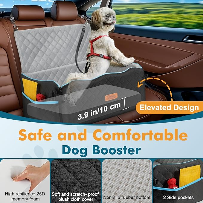 Dog Car Seat Bed – Back Seat Booster & Travel Bed for Pets
