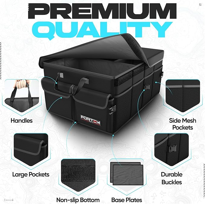 Car Boot Organiser – Foldable Storage Box with Compartments & Lid