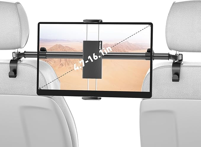Car Headrest Tablet Holder – Extendable Mount for iPad & Phones (Rear Seat)