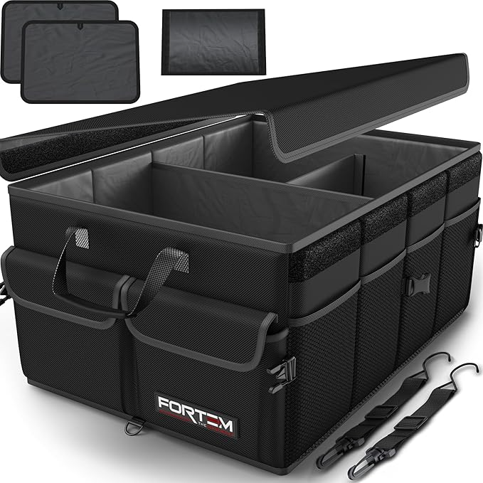 Car Boot Organiser – Foldable Storage Box with Compartments & Lid