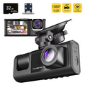 Omoda 1080P 3-Channel Dash Cam | Front, Rear & Interior Camera with 32GB Card
