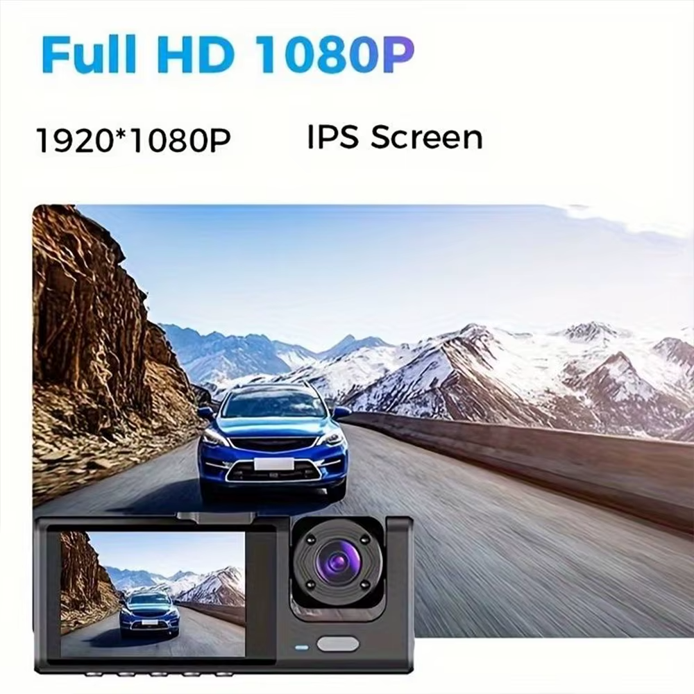 Omoda 1080P 3-Channel Dash Cam | Front, Rear & Interior Camera with 32GB Card