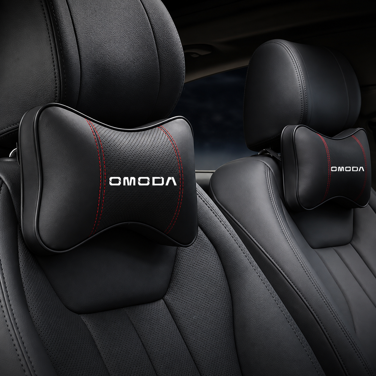 Omoda Car Seat Neck Pillow & Seat Belt Shoulder Pad Set | Comfort Headrest Cushions