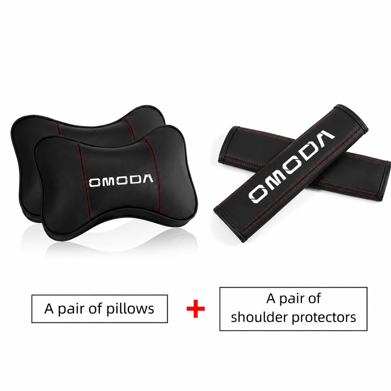 Omoda Car Seat Neck Pillow & Seat Belt Shoulder Pad Set | Comfort Headrest Cushions