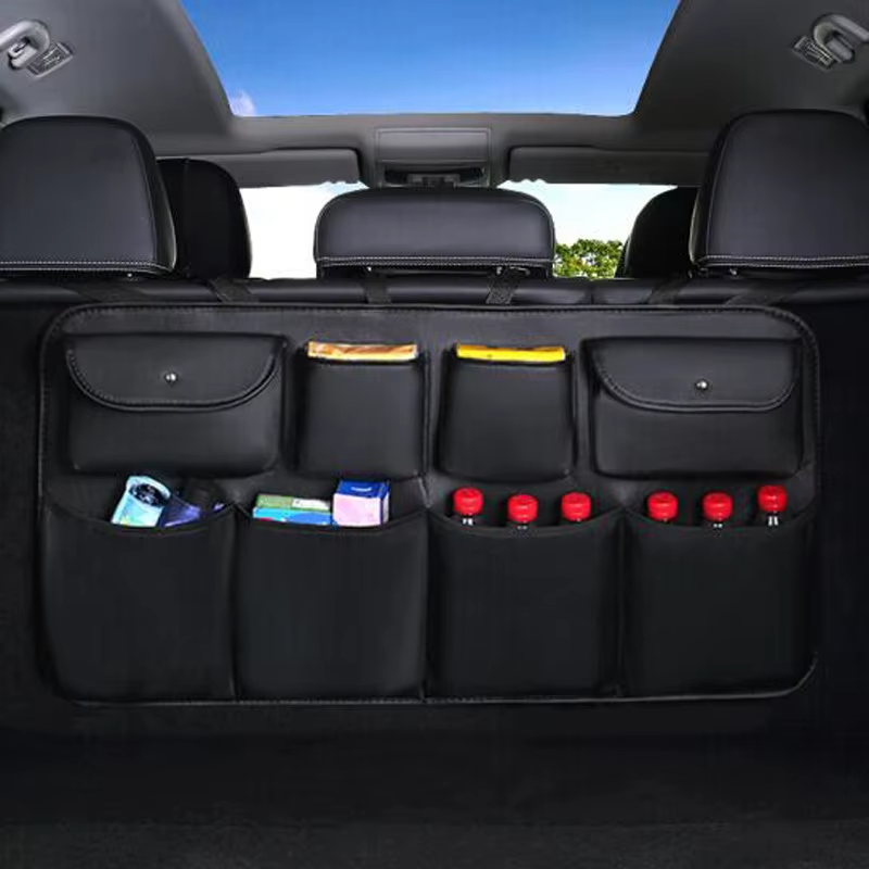 Omoda Luxury Leather Rear Seat Back Storage Organiser | Multi-Pocket Car Tidy