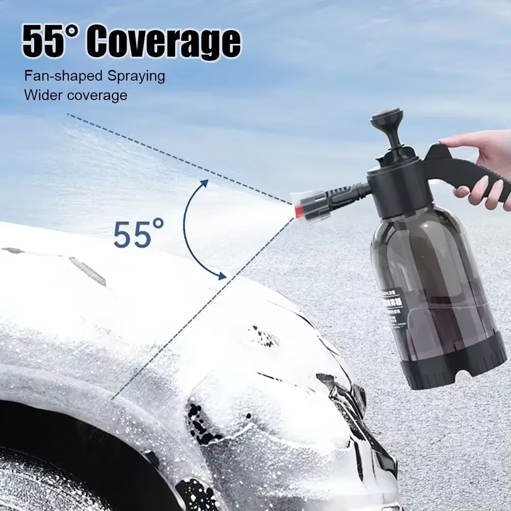 Omoda 2L Hand Pump Foam Sprayer | Snow Foam Car Wash Bottle with 3 Nozzles