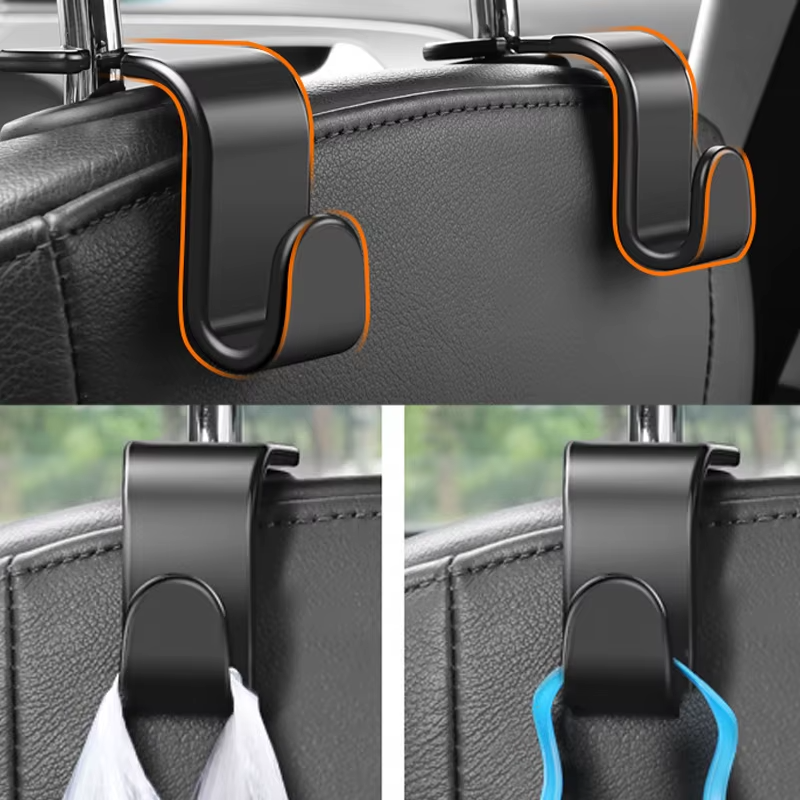 Omoda Car Headrest Hooks | Seat Back Bag Holder Clips (2 Piece Set)