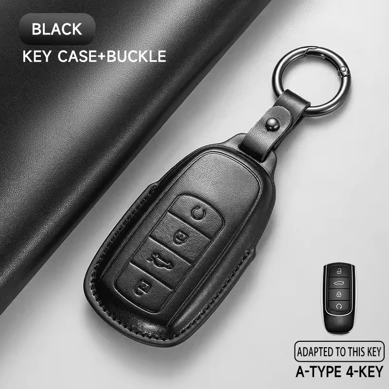 Omoda Leather Key Case Cover | 4-Button Smart Key Protection