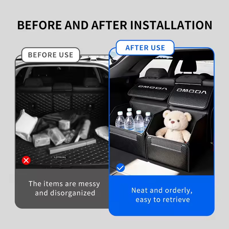 Omoda Boot Storage Box | Leather Collapsible Car Trunk Organiser