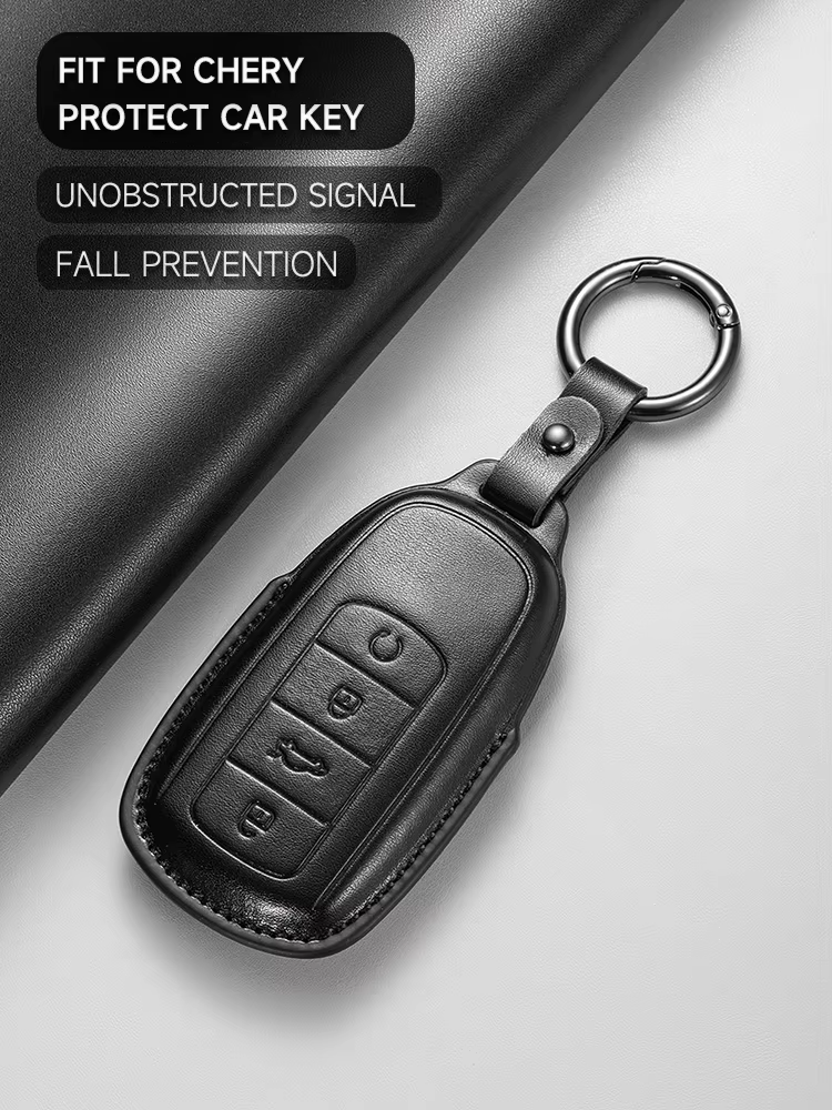 Omoda Leather Key Case Cover | 4-Button Smart Key Protection