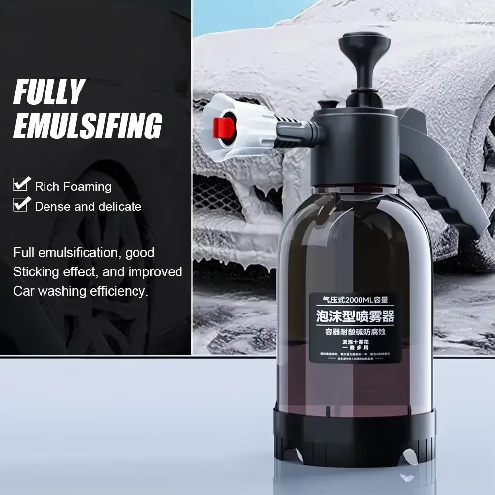 Omoda 2L Hand Pump Foam Sprayer | Snow Foam Car Wash Bottle with 3 Nozzles