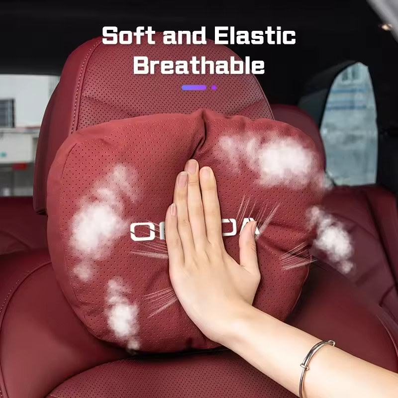 Omoda Suede Headrest Pillow | Breathable Car Neck Support Cushion