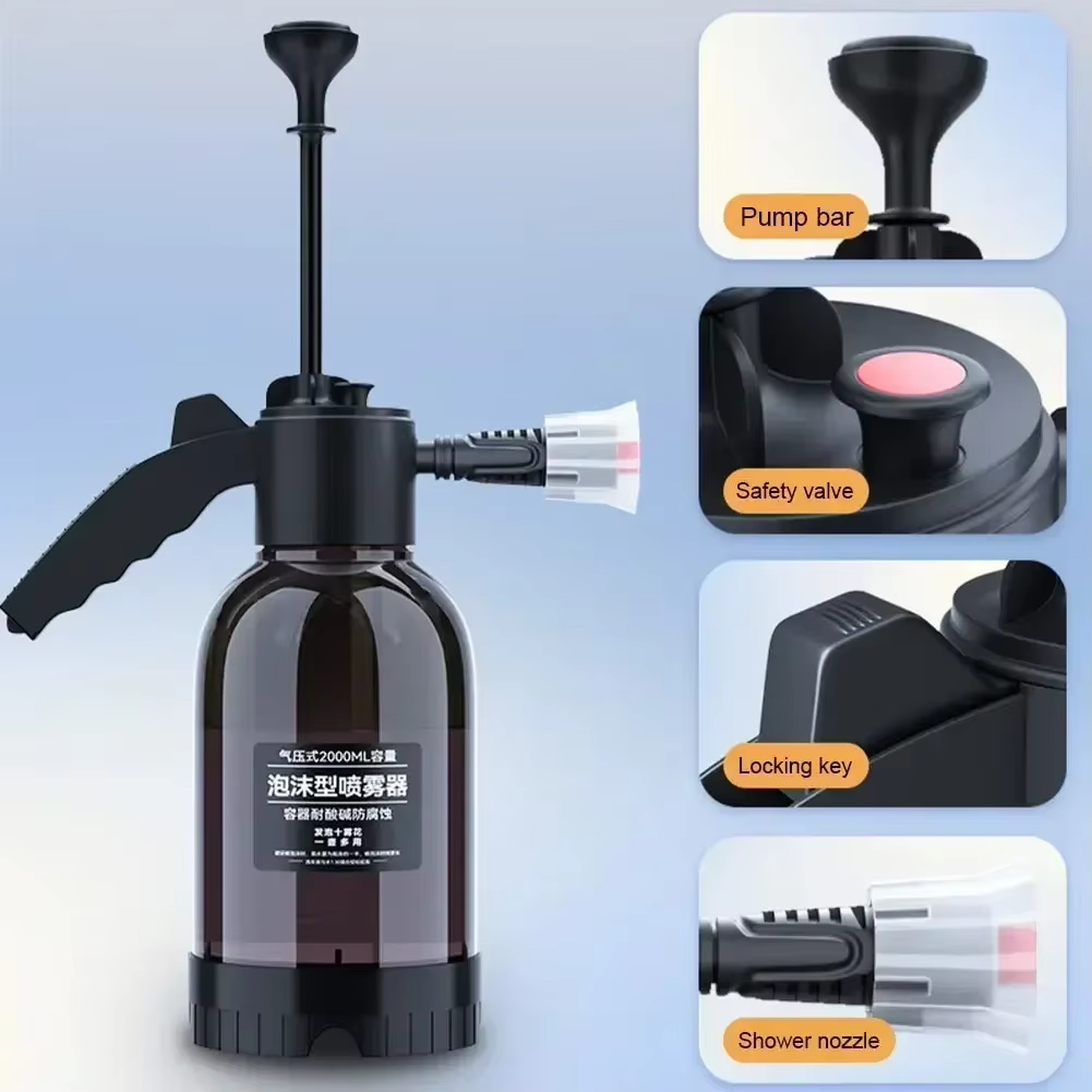 Omoda 2L Hand Pump Foam Sprayer | Snow Foam Car Wash Bottle with 3 Nozzles