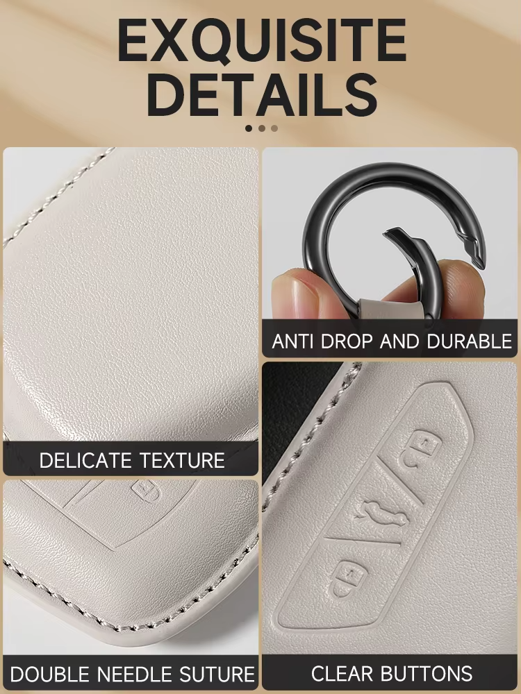 Omoda Leather Key Case Cover | 4-Button Smart Key Protection