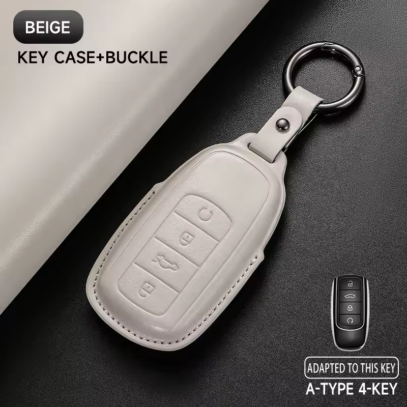Omoda Leather Key Case Cover | 4-Button Smart Key Protection